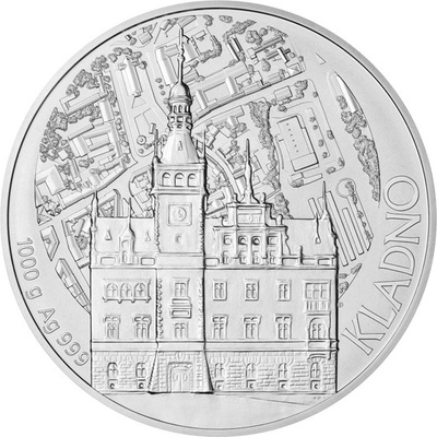 Česká mincovna Stříbrná kilová medaile Statutární město Kladno stand 1000 g