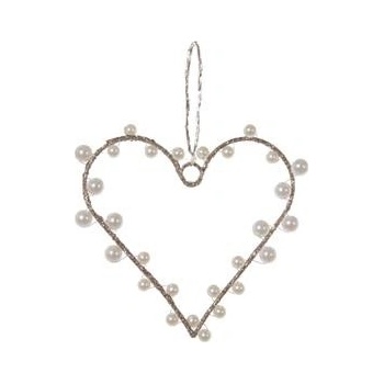 Dekorace SHISHI - srdce drátěné s perlami - SHISHI
