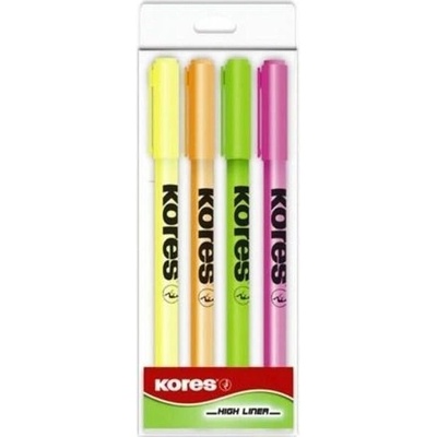 Zvýrazňovač Kores High Liner, 0,5-3,5 mm, klínový hrot, sada 4 ks