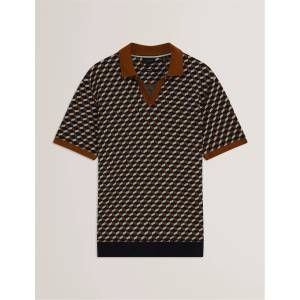 Ted Baker Блуза с яка Ted Baker Men's Jacquard Short Sleeve Polo Shirt - Brown-Tan