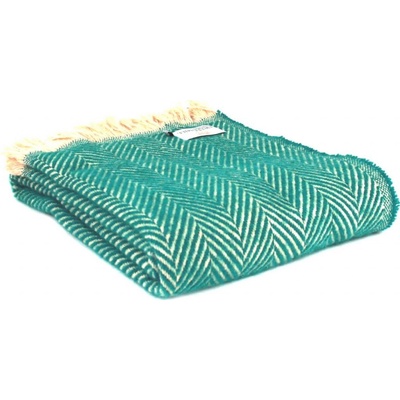 Tweedmill Vlněná recyklovaná deka Chevron Tibet Green 200x150