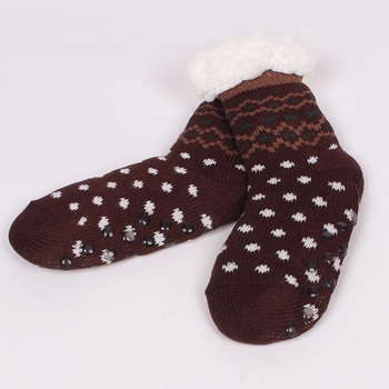 Тъмнокафяви детски зимни чорапи с точки и фигурки