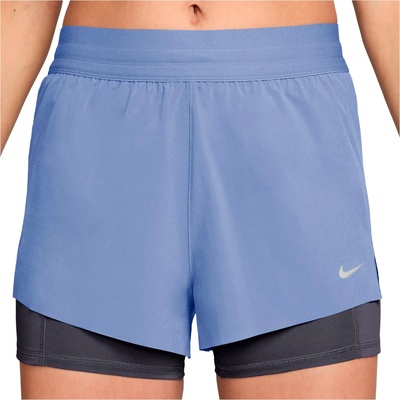 Nike Дамски шорти за бягане Nike Women's Swift Dri-Fit Mid-Rise 2-In-1 Shorts Running shorts - Aluminum / Gridiron / Reflective Silver (112-3834-0513)