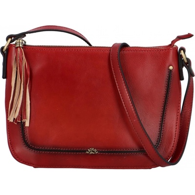 Katana dámska kožená crossbody kabelka Sinula tmavo červená