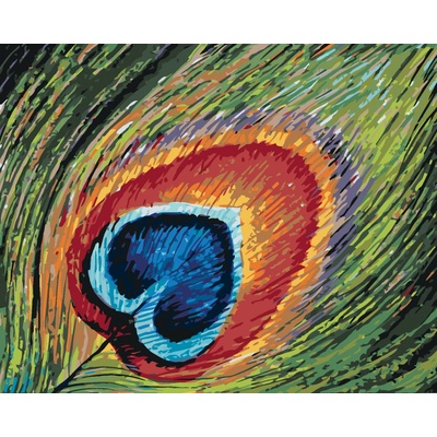zuty malování podle čísel Paví pero 80 x 100 cm vypnuté plátno na rám