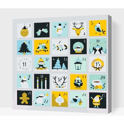Vymalujsisam.cz Malování podle čísel Adventní kalendář Velikost 50 x 50 cm Rámování Na kartonové desce