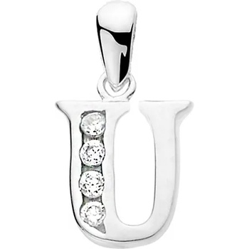 DELIS Медальон от сребро 925, jw231, модел на буквата u, с бели цирконии (jw231)