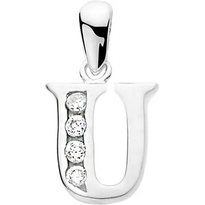 DELIS Медальон от сребро 925, jw231, модел на буквата u, с бели цирконии (jw231)