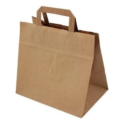 Papírová taška hnědá Takeaway 320x170x270 mm s plochým uchem