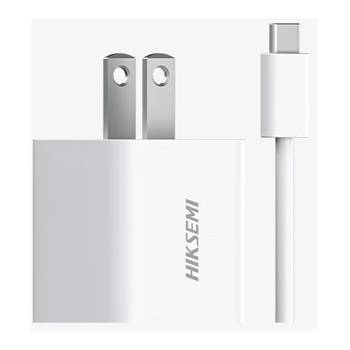 HIKSEMI Hikvision HIKSEMI Зарядно за телефон - 1бр. USB-C, 1бр. USB-A + USB-C кабел, 33W, американски щепсел HS-HUB-GAN33(STD)/1C1A/33W/WHITE (HS-HUB-GAN33(STD)/1C1A/33W/WHITE)