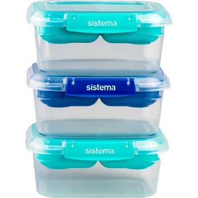 Sistema Sada 3 ks Delený vodotesný box na jedlo To Go STAX 1 l zelená modrá
