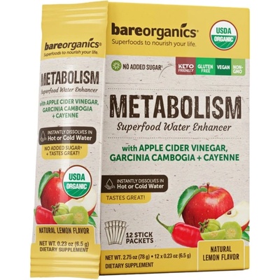 bareorganics Metabolism Superfood Water Enhancer [12 x 6.5 грама] Лимон