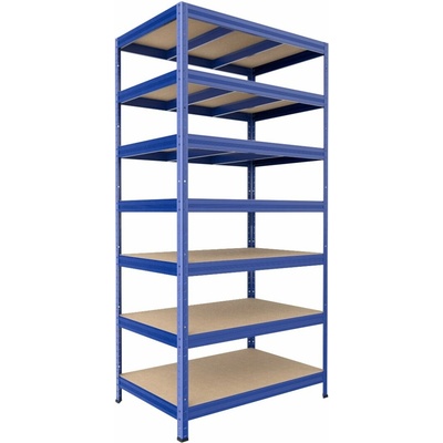 Biedrax Regál do domácnosti 35 x 120 x 270 cm, modrý, 7 políc MDF, 200 kg na policu