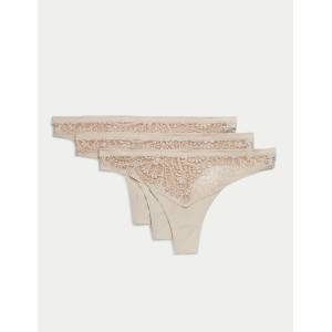Marks & Spencer Стринг Body Soft с дантела, комплект от 3 броя Marks & Spencer бежов Marks & Spencer | Bezhov | ЖЕНИ | S