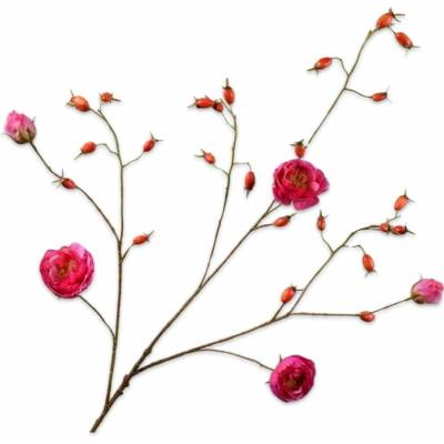 Silk-ka Šípka Real Touch – sýtoružová (beauty) dekoratívna vetvička, 106 cm