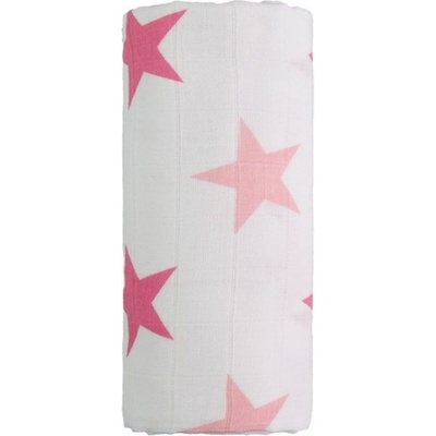 T-tomi Osuška veľká bavlnená TETRA pink stars / ružové hviezdičky