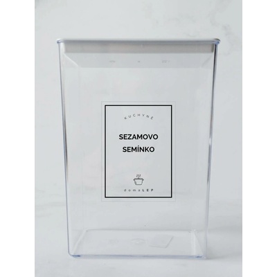 DomaLEP SEZAMOVO SEMÍNKO průhledná samolepka na dózu tučné písmo 6 x 8 cm