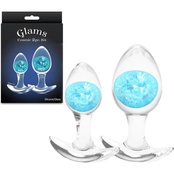 Анални плъгове с бляскаво стъклено ядро - Cosmic Glams Kit Blue (NSTOYS1240)