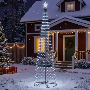 vidaXL Конусовидна коледна елха с LED светлини 250 см (42050813)