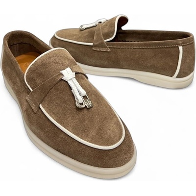 ЛУКСОЗНИ ДАМСКИ МОКАСИНИ ОТ ЕСТЕСТВЕН ВЕЛУР В КАФЯВ ЦВЯТ С ИТАЛИАНСКИ ДИЗАЙН