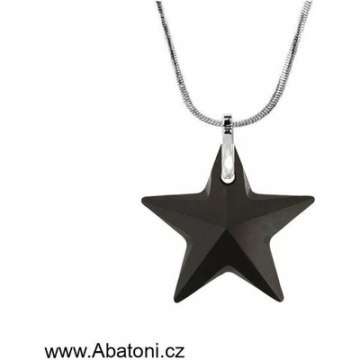 Swarovski Elements Stříbrný náhrdelník visací černá hvězda, hvězdičky 54034.1 Jet