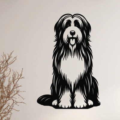 dřevo života Dřevěný obraz Bearded Collie Rozměry (cm): 46x60, Zvolte barvu dekoru: Černá