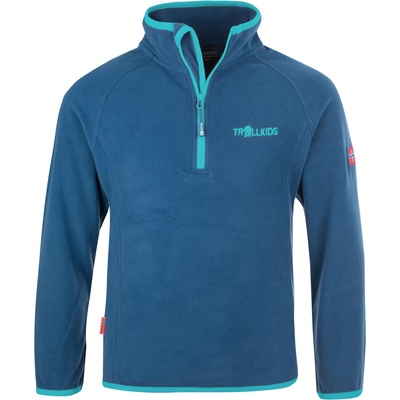 TROLLKIDS Детски поларен пуловер Trollkids Kid's Nordland Half Zip Fleece jumper - Midnight Blue / Dark Mint - размер 128 (EU) (704-1727-0916)