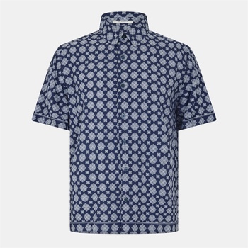 Jack Wills Риза с къс ръкав Jack Wills Short Sleeve Printed Shirt - Navy