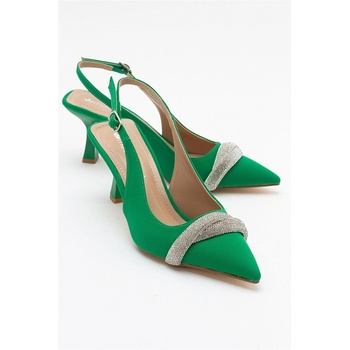 Moda Trend Дамски сатенирани елегантни обувки - Зелени #385515 (385515_Зелен)