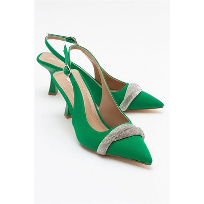 Moda Trend Дамски сатенирани елегантни обувки - Зелени #385515 (385515_Зелен)