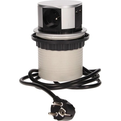 Orno OR-AE-1342, 3x zásuvka, 2x USB nabíjecí, barva stříbrná, kabel 1.5m