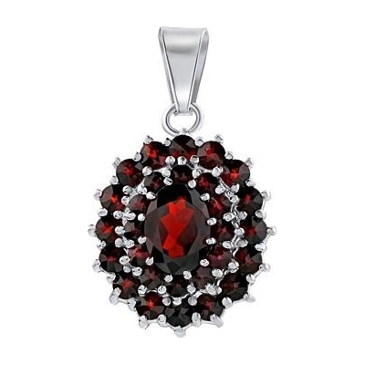 SILVEGO Luxusný strieborný prívesok s pravými granátmi 180024