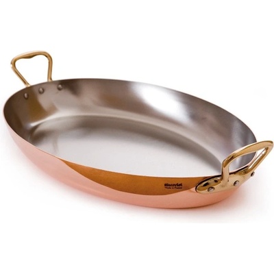 Mauviel servírovací oválná měděná s bronzovými uchy 30 cm