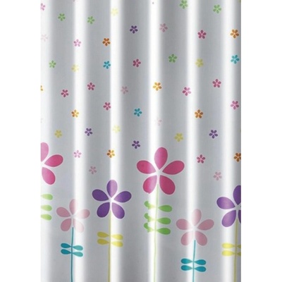 AQUALINE Sprchový závěs 180x180cm, polyester, květovaný barevný ZV025