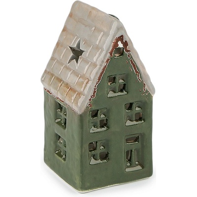 Porcelánový domeček svítící zelená 1 ks