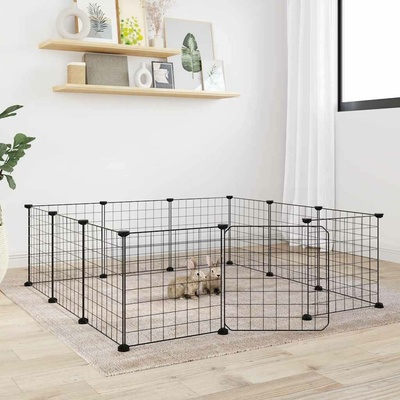 vidaXL 12dílná klec pro domácí mazlíčky s dvířky černá 35 x 35 cm ocelová 9799.171623