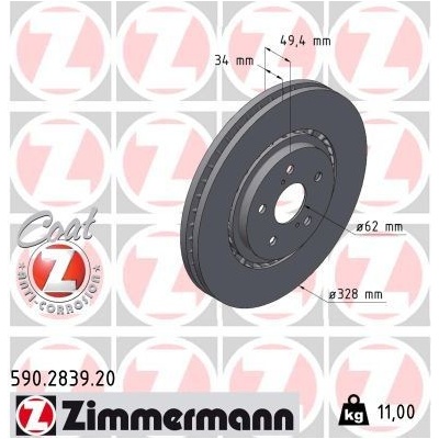Brzdový kotouč ZIMMERMANN 590.2839.20 – Sleviste.cz