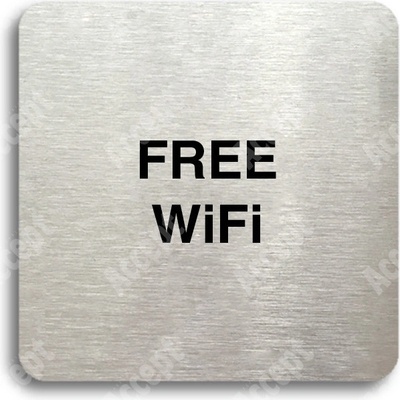 ACCEPT Piktogram free WiFi - stříbrná tabulka - černý tisk bez rámečku