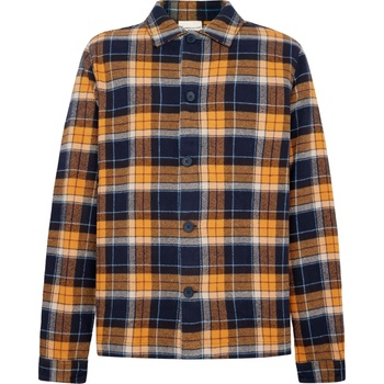 KnowledgeCotton Apparel Мъжка риза с копчета Knowledgecotton apparel Big Checked Heavy Flannel Shirt - Navy Check (033-2921-0313)