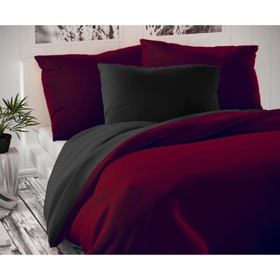 Kvalitex satén obliečky Luxury Collection bordó čierne 240x22 2x70x90