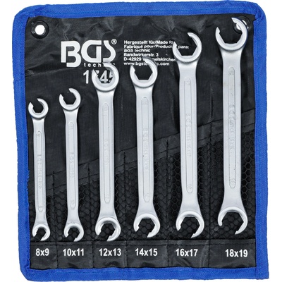 BGS Technic Sada otvorených obojstranných očkových kľúčov 8 x 9 - 18 x 19 mm 6-dielna BGS 1745