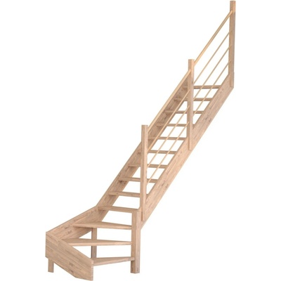 StarWood Schody Mykonos Pro dubové pravé 90cm otevřené dřev. design. zábradlí