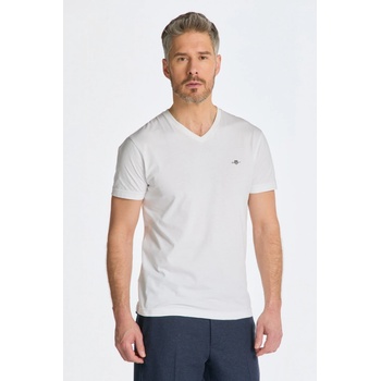 Gant tričko Slim Shield V-Neck biele