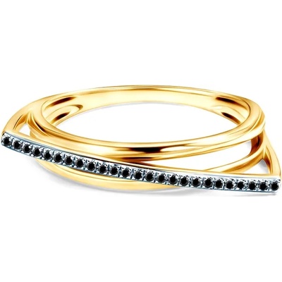 SAVICKI Пръстен: двуцветно злато. черни диаманти