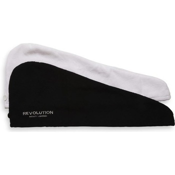 Revolution Haircare Microfibre Hair Wraps ručník na vlasy odstín Black/White 2 ks