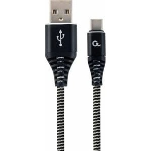 Gembird CC-USB2B-AMCM-2M-BW Gembird premium cable USB-C 2.0 (AM/CM) metal plug, braid, 2m, black/white