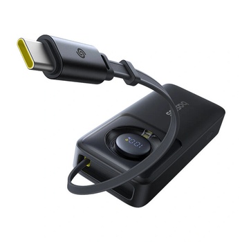 Baseus Powerbank 10000mAh, Baseus Free2Pull, 30W, USB-C, вграден кабел, черен (P10073701123-00) (P10073701123-00)