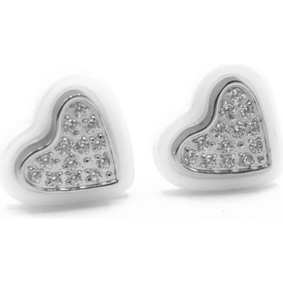 Steel Jewelry náušnice srdce z chirurgické oceli a keramiky NS220115