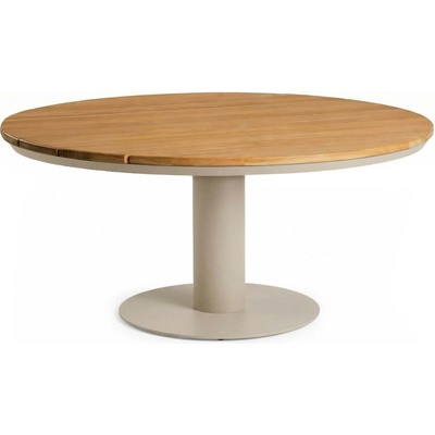 TIERRA MORENO jídelní stůl teak 150 cm kulatý 68 cm béžová champagne deska teak