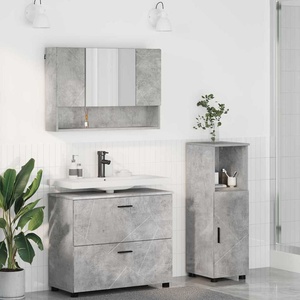 vidaXL Комплект мебели за баня 3 бр. Циментено сиво 76, 5 x 35 x 64 см (3393026)